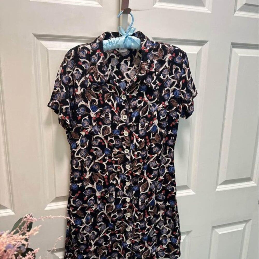 80's Vintage Sz 8 Retro Floral Button Down Mini Dress Summer Christine Parker - Picture 6 of 10